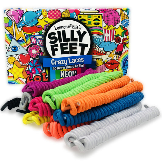 No Tie Shoelaces 10 Pairs Neon Twisty Laces