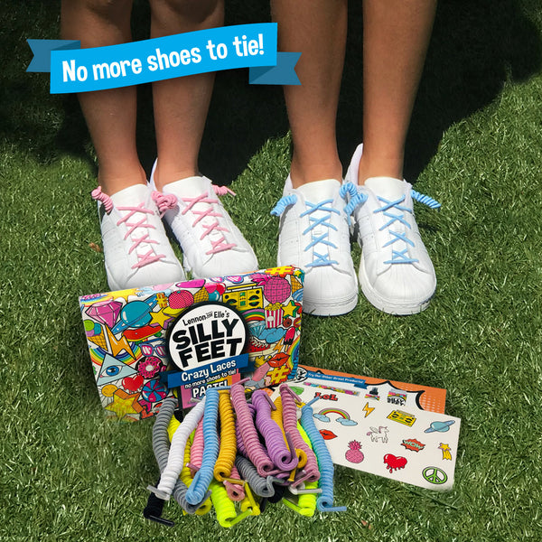 Silly Feet No Tie Shoelaces Kids Shoe Laces 10 Pairs Pastel